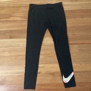 Nike Girls Black Leggings Tie-Dye Check Size XL